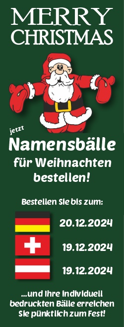 Hinweis-Banner für Namensbälle in Weihnachtsverpackung